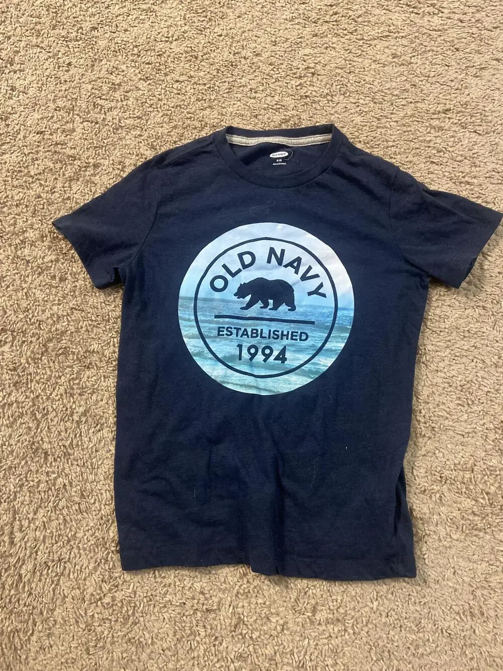 Old Navy Shirt Boys 8 Blue Bear Established 1994 Graphic Crewneck Tee Casual